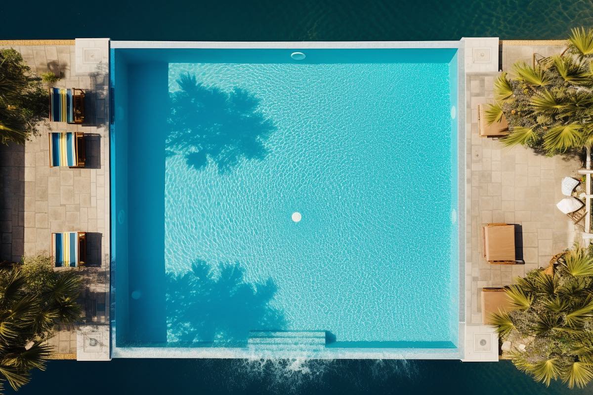 Overhead shot of a well maintained swimming pool